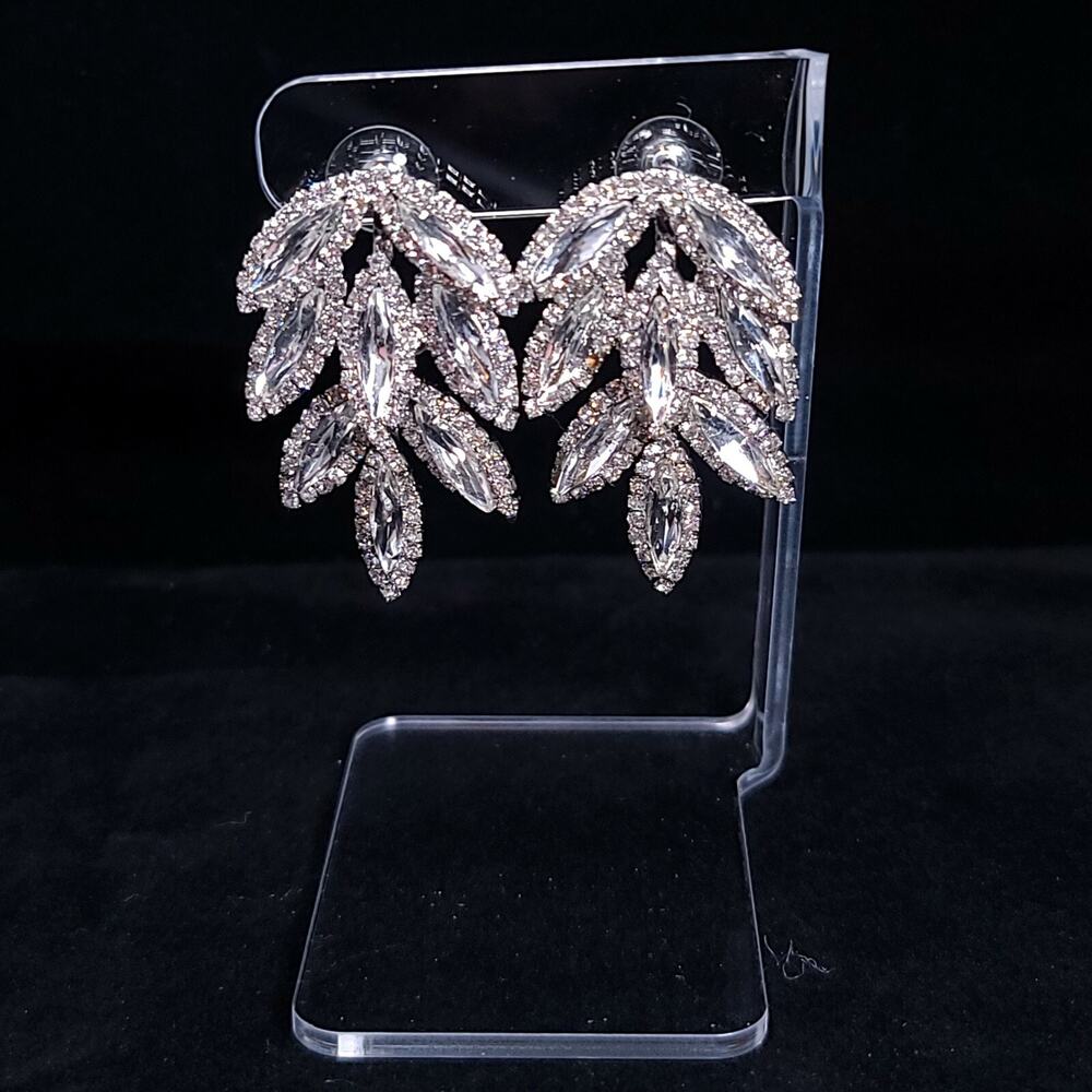 Clear Rhinestone 2" Drop Dangle Earrings New With Tags Anna & Ava Marquis - Picture 3 of 6
